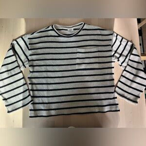 Zara Black and White Striped Knit Top Size 11/12